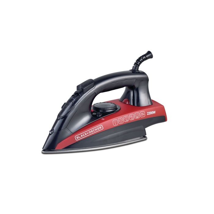 Black + Decker Steam Iron, 220ml, 2200 Watt, Black And Red - X2200 Black + Decker Steam Iron, 220ml, 2200 Watt, Black And Red - X2200